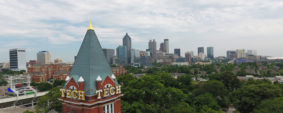 Georgia Tech Tower with an aerial view.