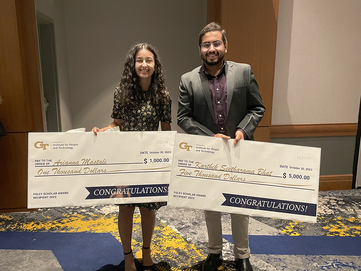 Foley Scholar winners 2023 Arianna Mastali and Karthik Seetharama Bhat.