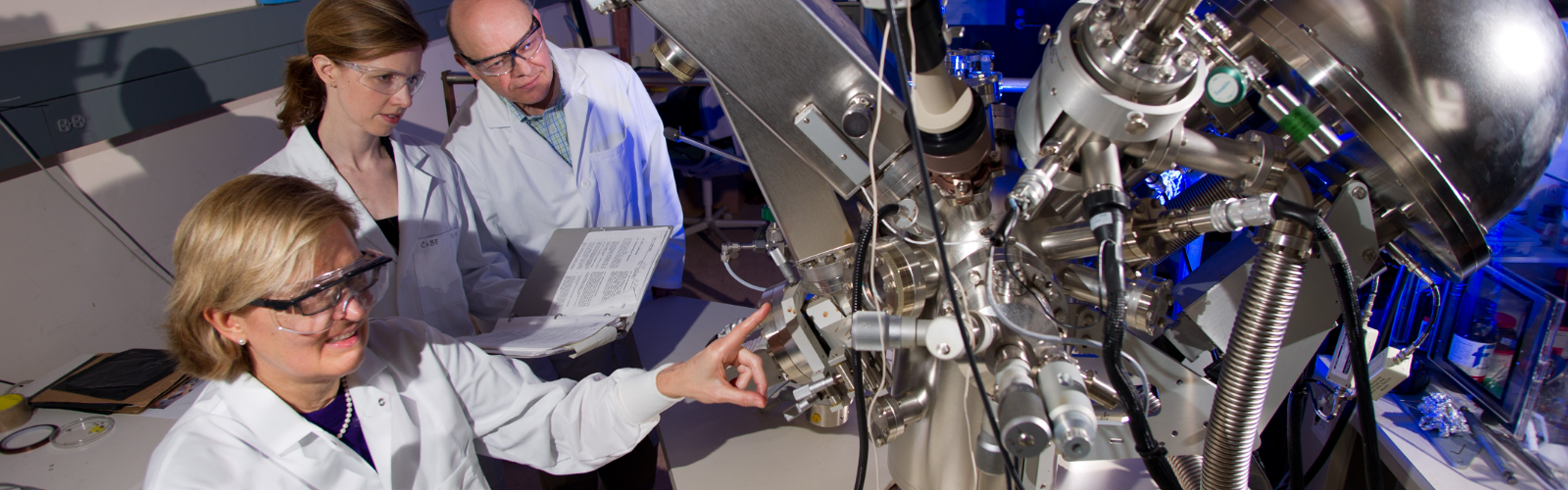 Scientist working on special equipment in lab