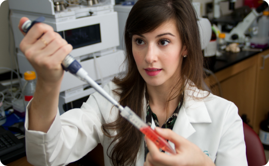 student working in lab