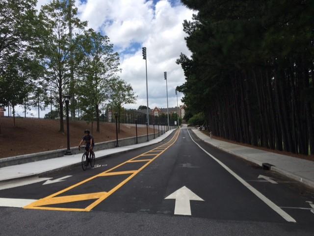 <p>The bicycle lane was added at Sixth Street adjacent to Stamps Field.</p>