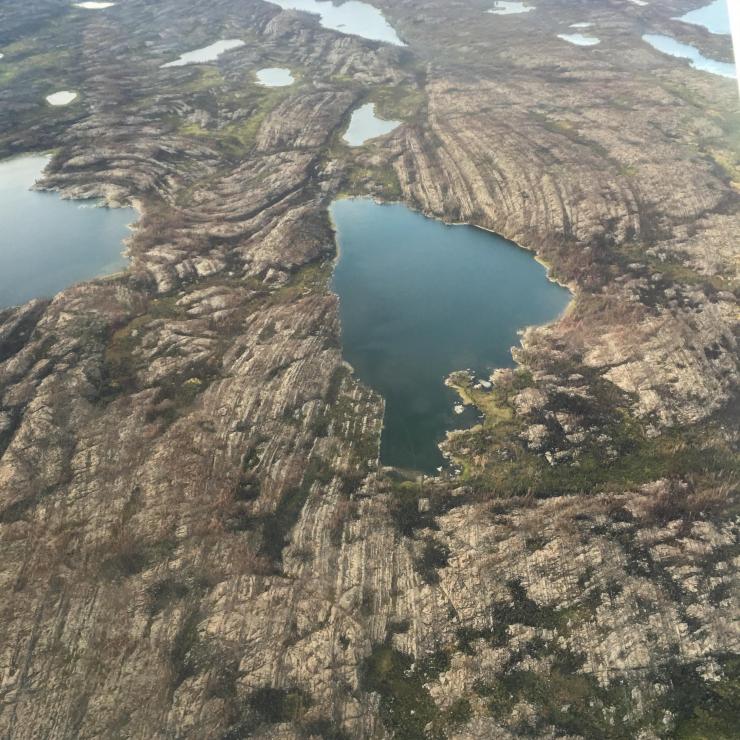 <p>These 1.9 billion-year-old marine sediments are from the East Arm of the Great Slave Lake, Canada. Thousands of samples for this study were collected from the few places on Earth that have such remaining slivers of ancient seafloor. Credit: Georgia Tech / Yale - Reinhard / Planavsky</p>