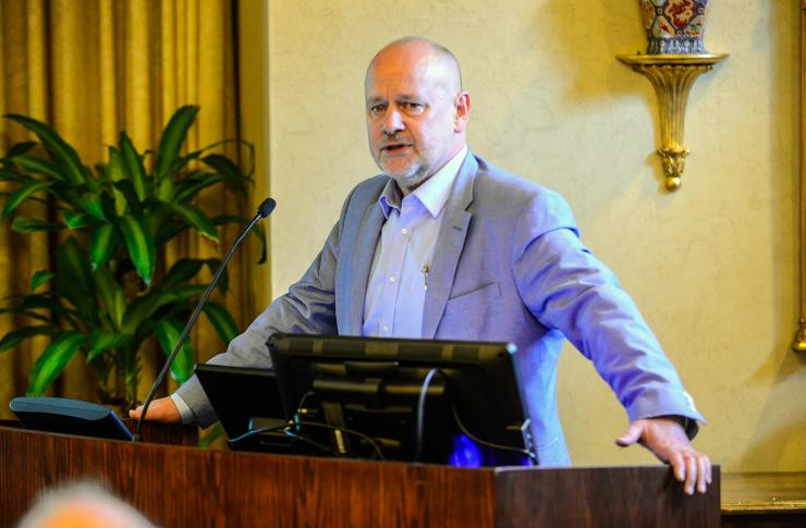 <p>Ned Waller, the REM co-director from Emory University, addresses the room.</p>