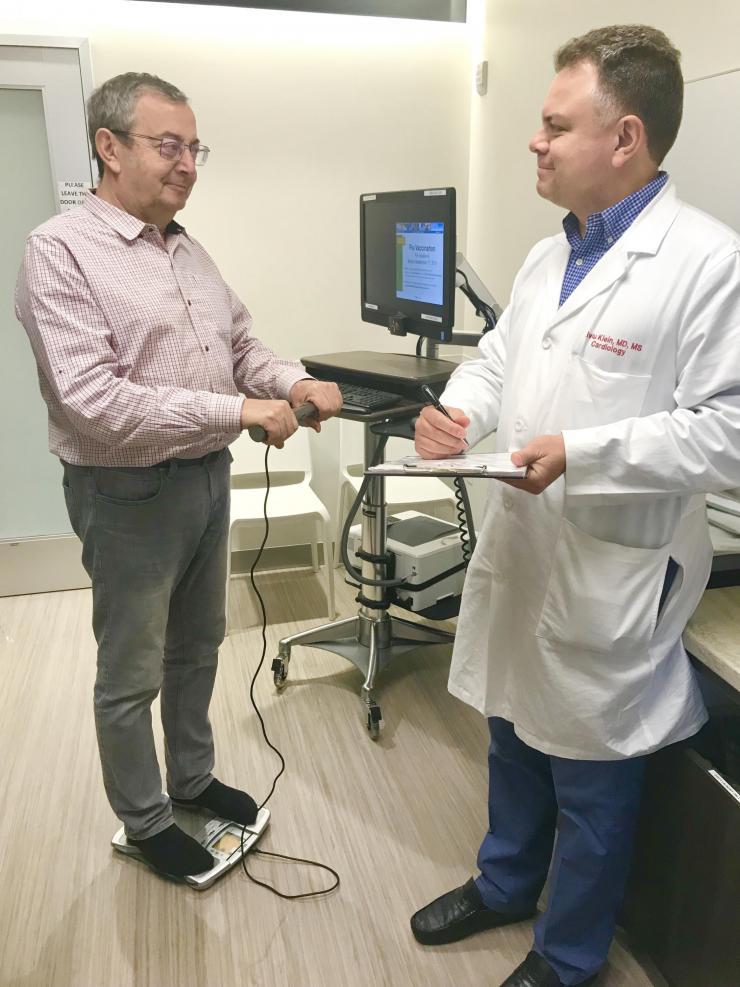 <p>This is what the experimental scale looks like. Study collaborator Dr. Liviu Klein is on the right. Credit: University of California, San Francisco</p>