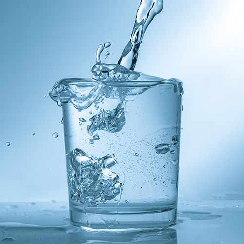 water in a drinking glass