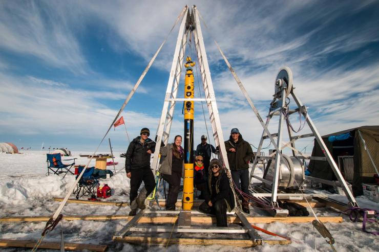 <p>The camp of the research team that included Britney Schmidt on Thwaites Glacier hundreds of meters atop the glacier's very critical grounding zone. The crew lived and researched here for two months out in the open in Antarctica. Credit: International Thwaites Glacier Collaboration / Georgia Tech-Schmidt / Dichek</p>