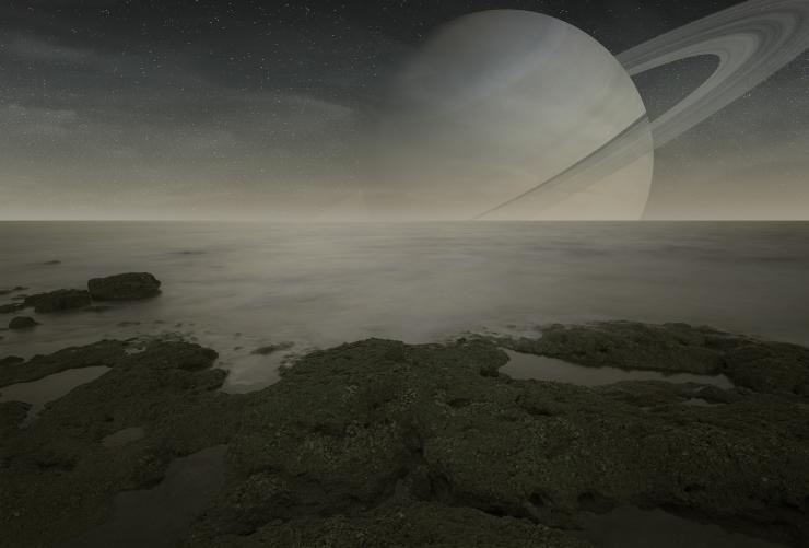 <p>An artist's rendering of the surface of Titan, a moon of Saturn. Courtesy: iPhoto Stock, manjik.</p>