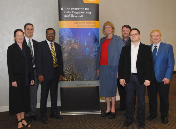 <p>Team members Deirdre Shoemaker (Physics), David Sherrill (Chemistry and Biochemistry), Srinivas Aluru (Computational Science and Engineering), Marilyn Wolf (Electrical and Computer Engineering), Neil Bright (Office of Information Technology), Mehmet Belgin (Office of Information Technology), and Paul Manno (Office of Information Technology) received an award from NSF to purchase HPC equipment for the upcoming Coda data center.</p>