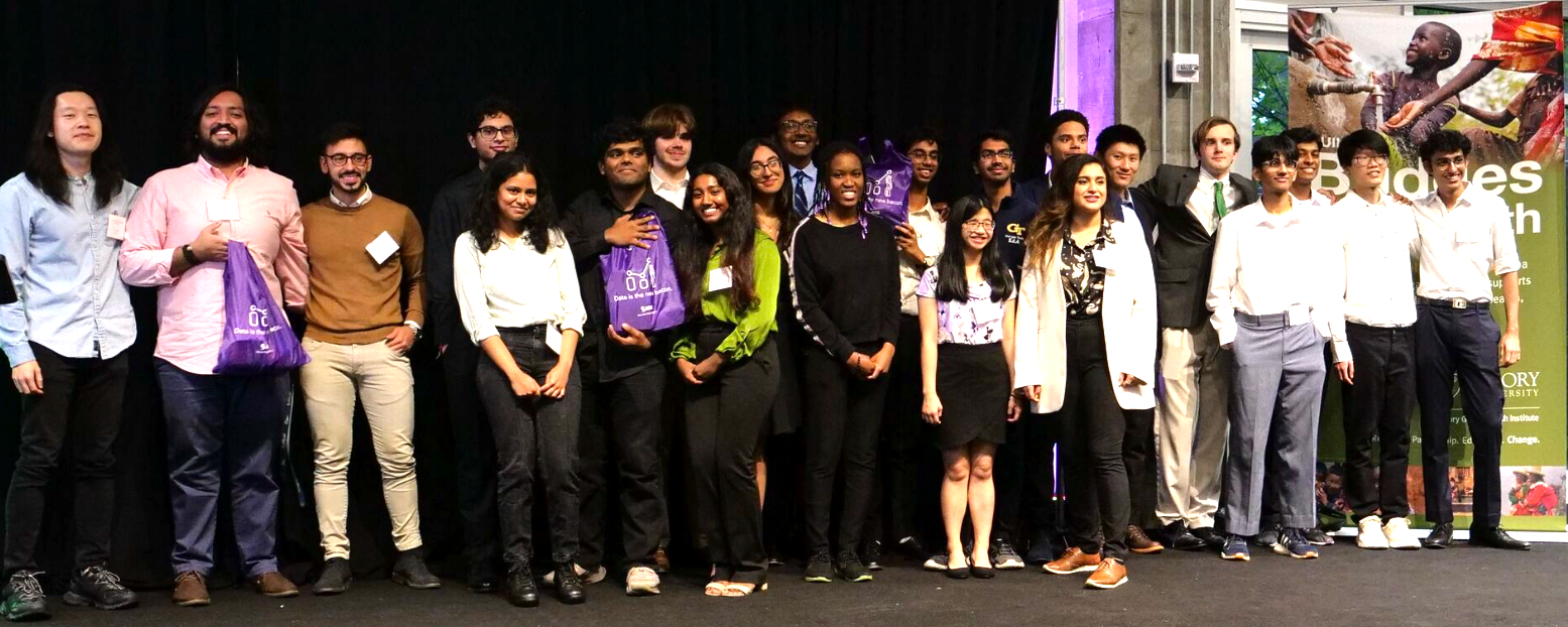 Winners of the EGHI/GT Hackathon stand together at Tech Square ATL Social