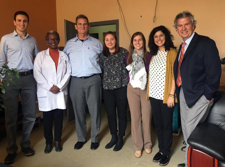 <p>A team of Georgia Tech researchers is developing medical devices for an underserved population in Ethiopia. Pictured are (left to right): Yahia Ali (BME student), Mahlet Yigeremu (Department of Obstetrics &amp; Gynecology, Addis Ababa University, Addis Ababa, Ethiopia), James Stubbs (BME professor of practice), Elizabeth Kappler (BME student), Hannah Geil (BME student), Elianna Paljug (BME student), Rudy Gleason (BME associate professor/Petit Institute researcher).</p>