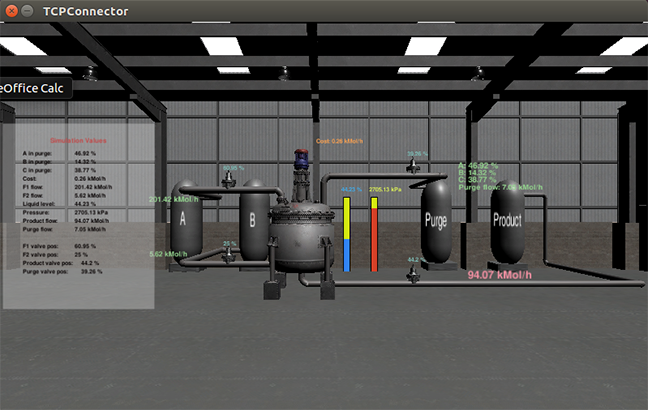 <p>Screen capture shows a chemical processing plant in which critical parameters are rising due to false process data and control commands injected by an attacker. </p>