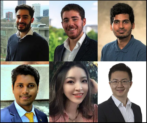 The 2021-2022 Novelis Scholars pictured are: first row, left-to-right, Andrés Felipe Castro Méndez, Carlos Fernández, Rupesh Kumar Mahendran; second row, left-to-right, Rupesh Rajendran, Tingli Xie, Wei Yang.